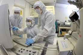 nanotechnologists in clean room